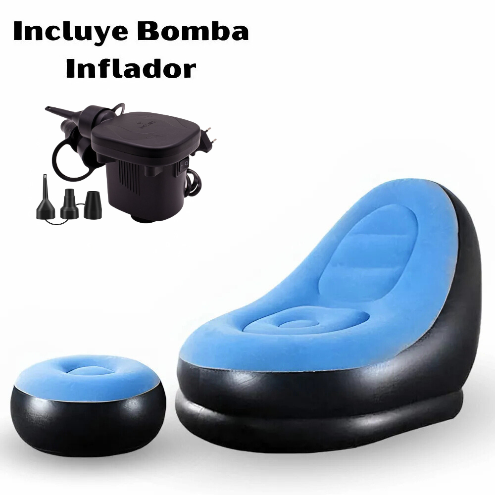 Sofa Azul  Inflable PosaPies+ Inflador